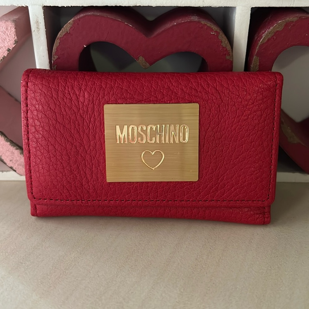 Moschino Red Pebbled Leather Key Holder - NWOT